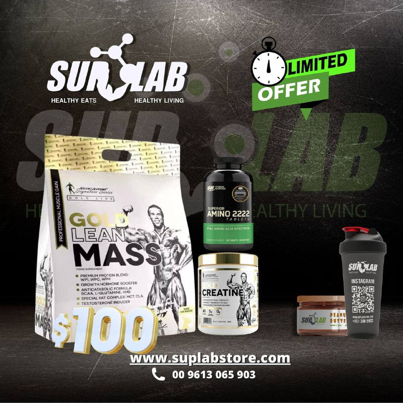 Gold Lean Mass + Gold Creatine + Amino 2222 + Peanut Butter & Shaker