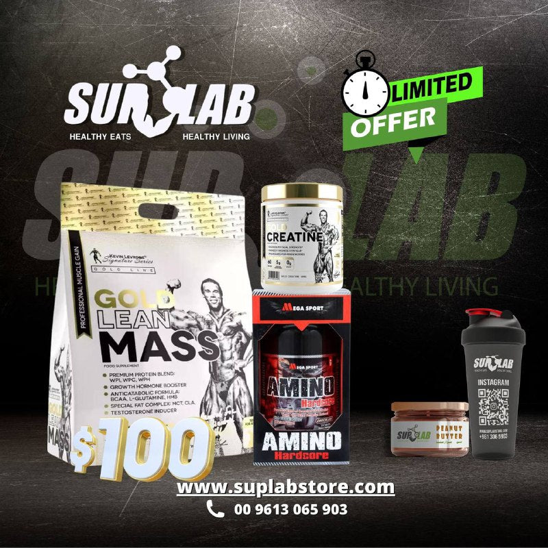 Gold Lean Mass + Gold Creatine + Amino Hardcore + Peanut Butter & Shaker