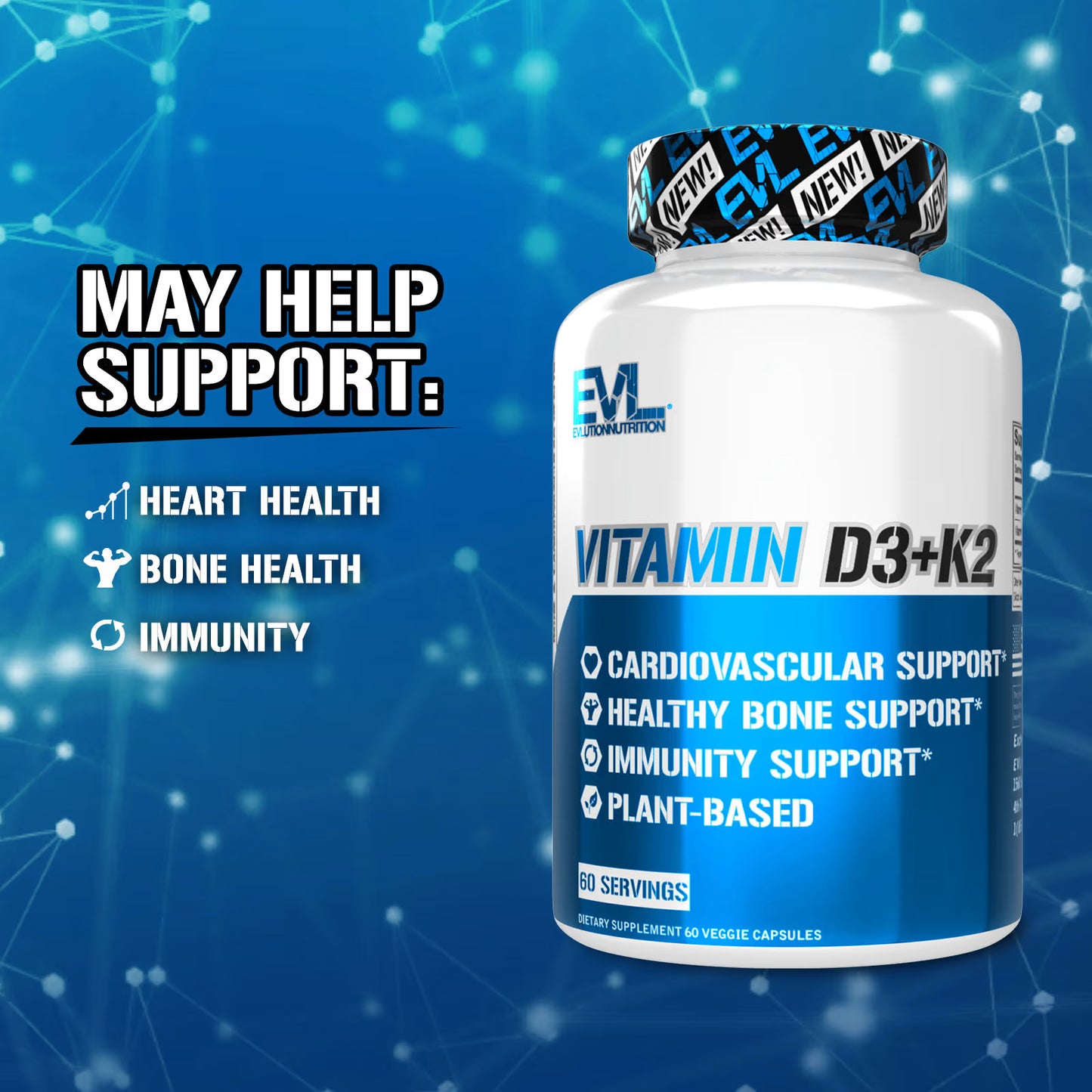 Vitamin D3+K2 60 Capsules